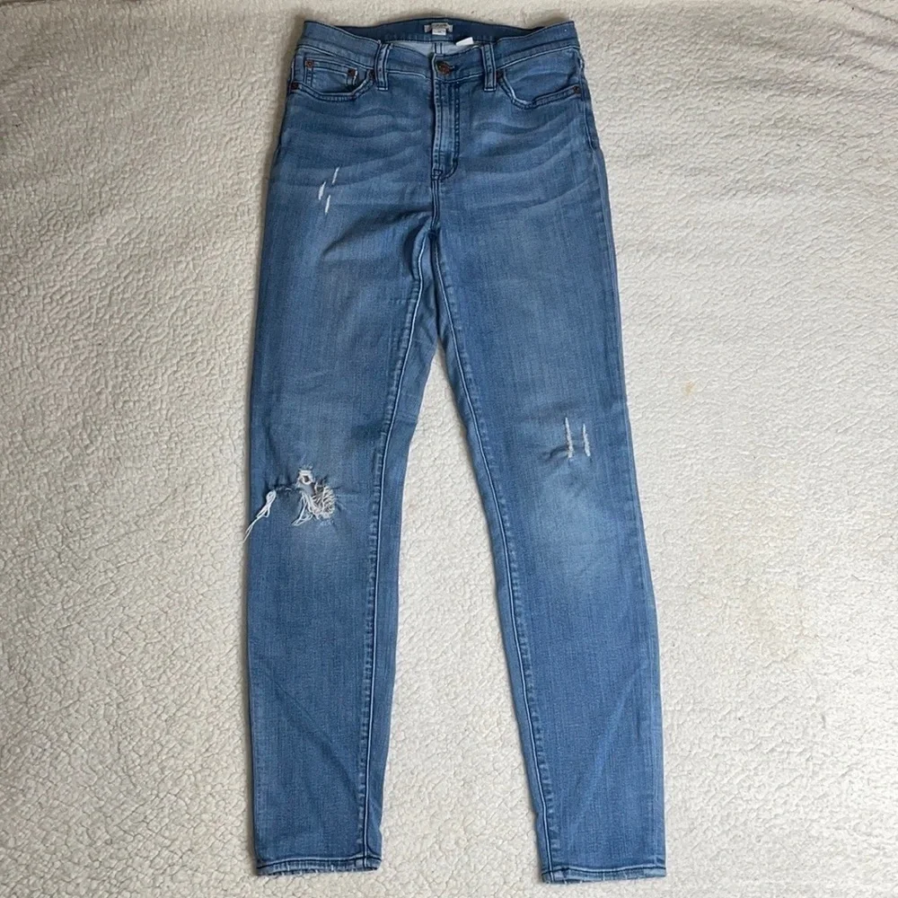 J Crew soft Denim Jeans Distressed ripped High waist Size 28